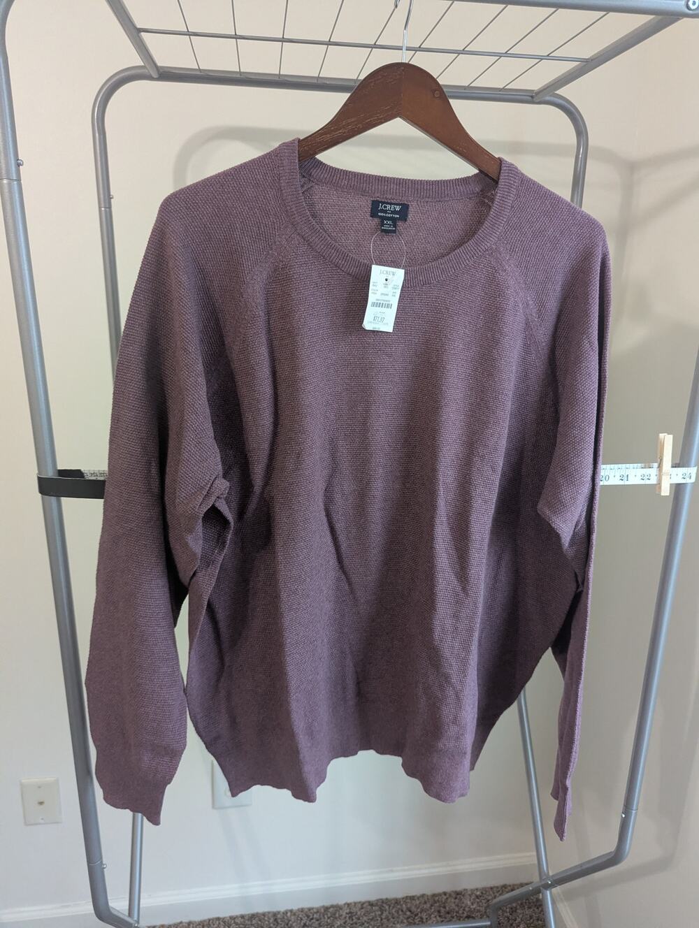 NWT J.Crew Factory Men's 100% Crewneck Sweater Plum Size XXL CD617 MSRP $89.50